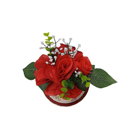 Red Roses Leafy Floral Arrangement Tea Cup POP-IN Sparkle Heart Valentine Love - Picture 9 of 12